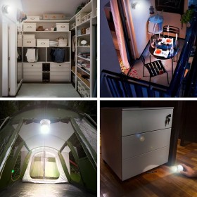 Linterna LED Armario Esfera A Pilas (3 AAA) 120 Lúmenes Ajustable 300º Con Imán y Adhesivo.