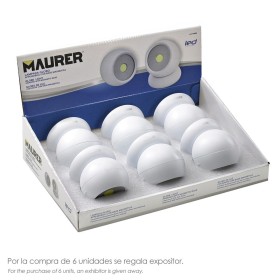 Linterna LED Armario Esfera A Pilas (3 AAA) 120 Lúmenes Ajustable 300º Con Imán y Adhesivo.