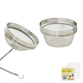 Bola Malla Para Especias / Te / Legumbres Acero Inoxidable Diámetro 9 cm. Con Cadena