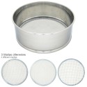 Harinero Tamizador Acero Inoxidable Diámetro 20 cm. Con 3 Mallas Intercambiables