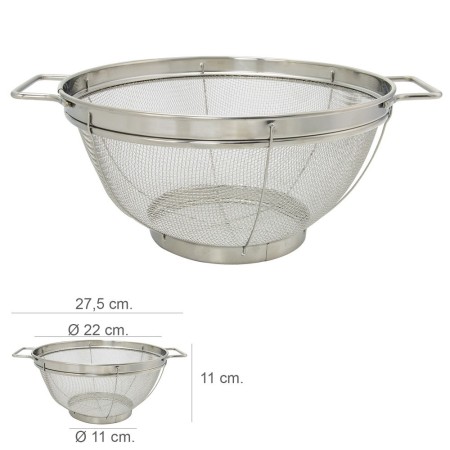 Escurridor Malla Acero Inoxidable Con Asas Diámetro 22 cm.
