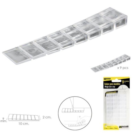 Cuñas Calza Muebles Ajustable / Recortable Transparente (Blíster 9 Piezas)