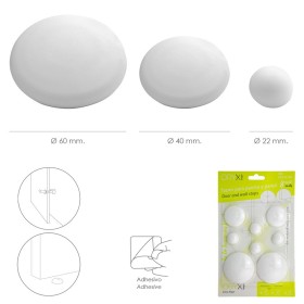 Topes Adhesivos para Paredes / Puertas / Ventanas / Mobiliario 2 x Diámetro 60 mm. / 2 x 40 mm. / 4 x 22 mm. (Blíster 8 piezas)