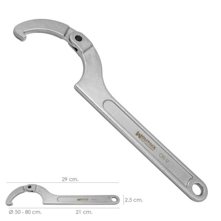 Llave De Gancho Articulada Para Tuberías Diámetro 50 a 80 mm.