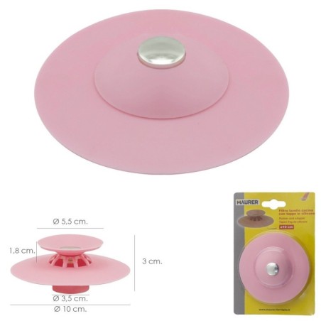 Tapón Universal Fregadero Lavabo Bañera Silicona Con Cestillo Diámetro 10 cm.