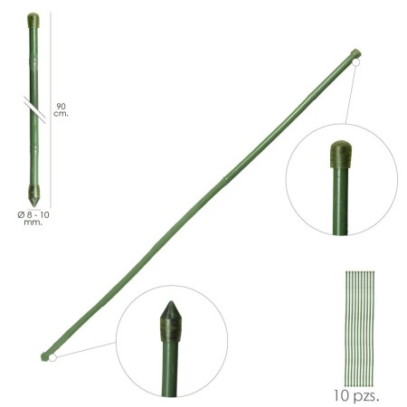 Tutor Varilla Bambú Plastificado Diámetro 8 - 10 mm. x 90 cm. (Paquete 10 Unidades)