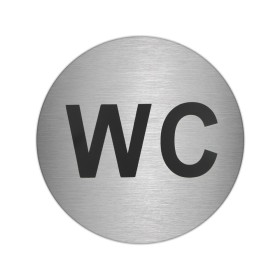 Placa Adhesiva "WC" Acero Inoxidable Diámetro 7 cm.