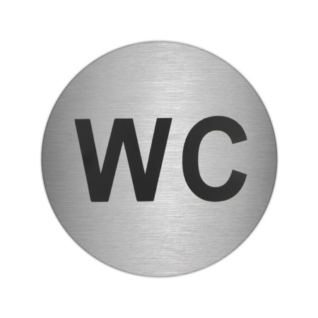 Placa Adhesiva "WC" Acero Inoxidable Diámetro 7 cm.