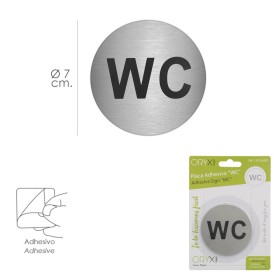 Placa Adhesiva "WC" Acero Inoxidable Diámetro 7 cm.