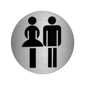 Placa Adhesiva Baño "Mujer / Hombre" Acero Inoxidable Diámetro 7 cm.