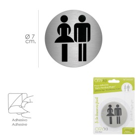 Placa Adhesiva Baño "Mujer / Hombre" Acero Inoxidable Diámetro 7 cm.