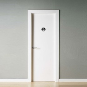Placa Adhesiva Baño "Mujer / Hombre" Acero Inoxidable Diámetro 7 cm.