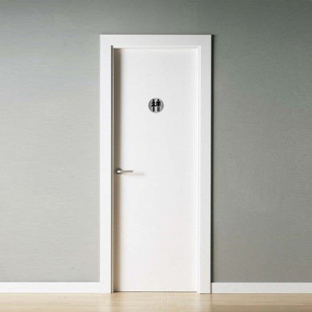 Placa Adhesiva Baño "Mujer / Hombre" Acero Inoxidable Diámetro 7 cm.