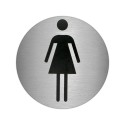 Placa Adhesiva Baño "Mujer" Acero Inoxidable Diámetro 7 cm.