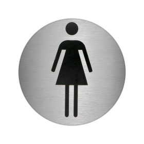 Placa Adhesiva Baño "Mujer" Acero Inoxidable Diámetro 7 cm.