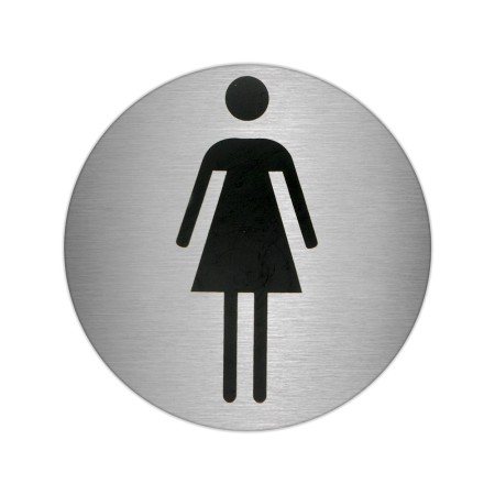 Placa Adhesiva Baño "Mujer" Acero Inoxidable Diámetro 7 cm.
