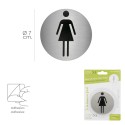 Placa Adhesiva Baño "Mujer" Acero Inoxidable Diámetro 7 cm.