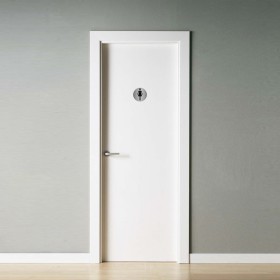Placa Adhesiva Baño "Mujer" Acero Inoxidable Diámetro 7 cm.