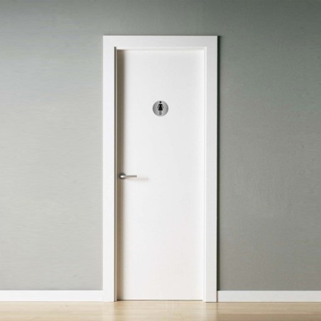 Placa Adhesiva Baño "Mujer" Acero Inoxidable Diámetro 7 cm.