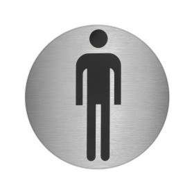 Placa Adhesiva Baño "Hombre" Acero Inoxidable Diámetro 7 cm.