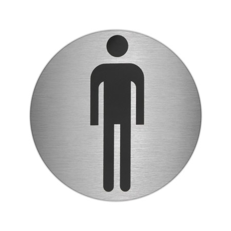 Placa Adhesiva Baño "Hombre" Acero Inoxidable Diámetro 7 cm.