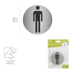 Placa Adhesiva Baño "Hombre" Acero Inoxidable Diámetro 7 cm.