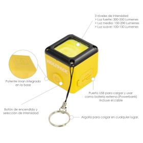 Linterna LED Multifunción Compacta Recargable / Powerbank 300 Lúmenes Con Imán
