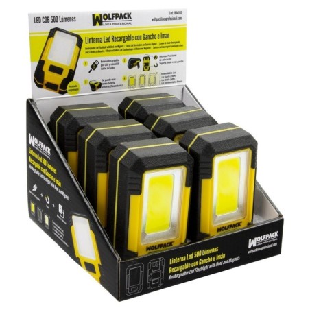 Linterna LED Profesional Compacta Engomada Batería Recargable 500 Lúmenes Con Función Powerbank, Imán, Soporte y Gancho