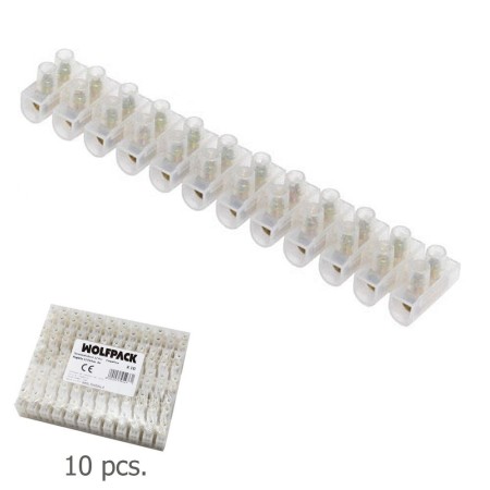 Regleta Ficha Empalme 10 Amperios / Sección 10 mm. Envase de 10 Regletas de 12 Fichas Cada Una.