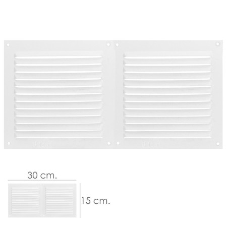 Rejilla Ventilación Atornillable Doble 30x15 cm. Color Blanca