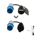 Adaptador de clavija CEE a Schuko, 2 polos  Tierra. Max. 16A. 230V