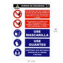 Cartel Combinado Aviso Normas Seguridad 30x21cm.