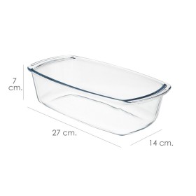 Fuente Cristal Para Horno, 1.5 Litros, Molde Especial Repostería, 27x14x7 cm.