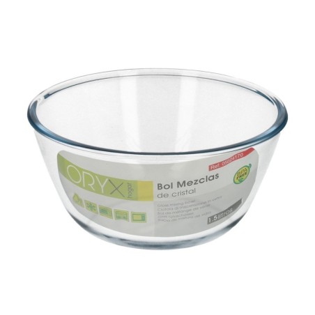 Bol De Cristal, Ideal Para Mezclas. 1.5 Litros. Libre BPA, Cristal De Borosilicato. Ensaladas, Postres, Cocina, Repostería