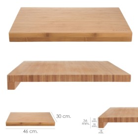 Tabla Cortar Cocina Fabricada En Madera De Bambú 100% Con Borde 46x30,5 cm.
