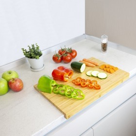 Tabla Cortar Cocina Fabricada En Madera De Bambú 100% Con Borde 46x30,5 cm.