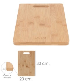 Tabla Cortar Cocina Fabricada En Madera De Bambú 100% Con Asa 30x20 Cortar, Carne Pescado, Verduras, Frutas, Alimentos