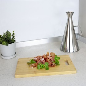 Tabla Cortar Cocina Fabricada En Madera De Bambú 100% Con Asa 30x20 Cortar, Carne Pescado, Verduras, Frutas, Alimentos