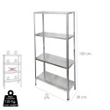 estantería Acero Galvanizado con 4 Baldas 150x75x30 cm. Baldas ajustables. Peso máximo 120 Kg.