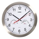 Reloj De Pared Diámetro 30 cm. Con Higrómetro y Termómetro. Frontal En Acero