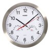 Reloj De Pared Diámetro 30 cm. Con Higrómetro y Termómetro. Frontal En Acero