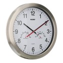 Reloj De Pared Diámetro 30 cm. Con Higrómetro y Termómetro. Frontal En Acero