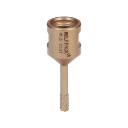 Corona Diamante Para Amoladora Diámetro 6 mm. Conexión Rosca M14. Corte Seco