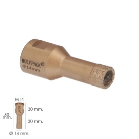 Corona Diamante Para Amoladora Diámetro 14 mm. Conexión Rosca M14. Corte Seco