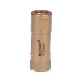 Corona Diamante Para Amoladora Diámetro 22 mm. Conexión Rosca M14. Corte Seco