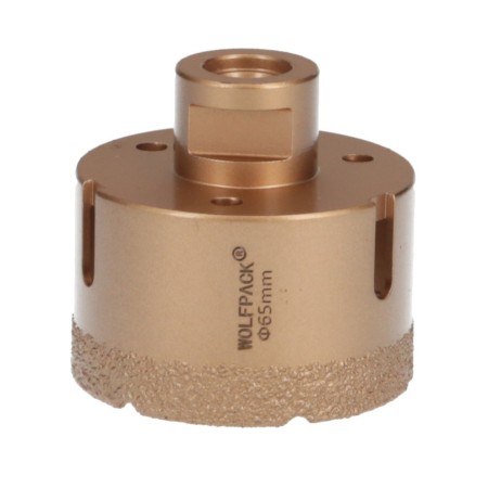 Corona Diamante Para Amoladora Diámetro 65 mm. Conexión Rosca M14. Corte Seco