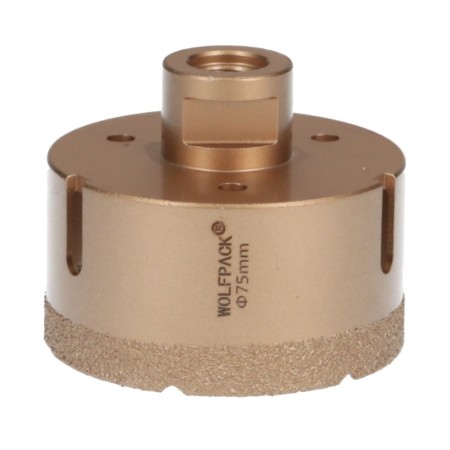 Corona Diamante Para Amoladora Diámetro 75 mm. Conexión Rosca M14. Corte Seco