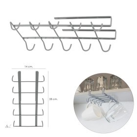 Colgador Tazas, Soporte Cocina Bajo Mueble, Acero Cuelga tazas para 10 tazas