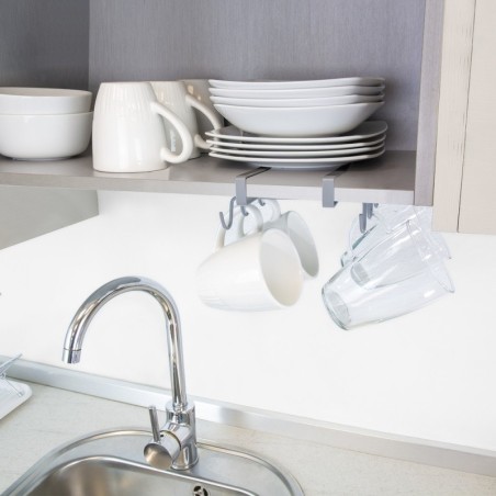 Colgador Tazas, Soporte Cocina Bajo Mueble, Acero Cuelga tazas para 10 tazas