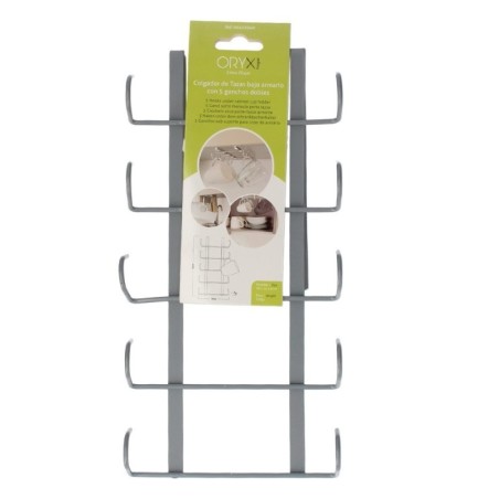 Colgador Tazas, Soporte Cocina Bajo Mueble, Acero Cuelga tazas para 10 tazas